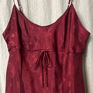 Vintage Celestial Slip Dress Sun Moon Stars Burgundy